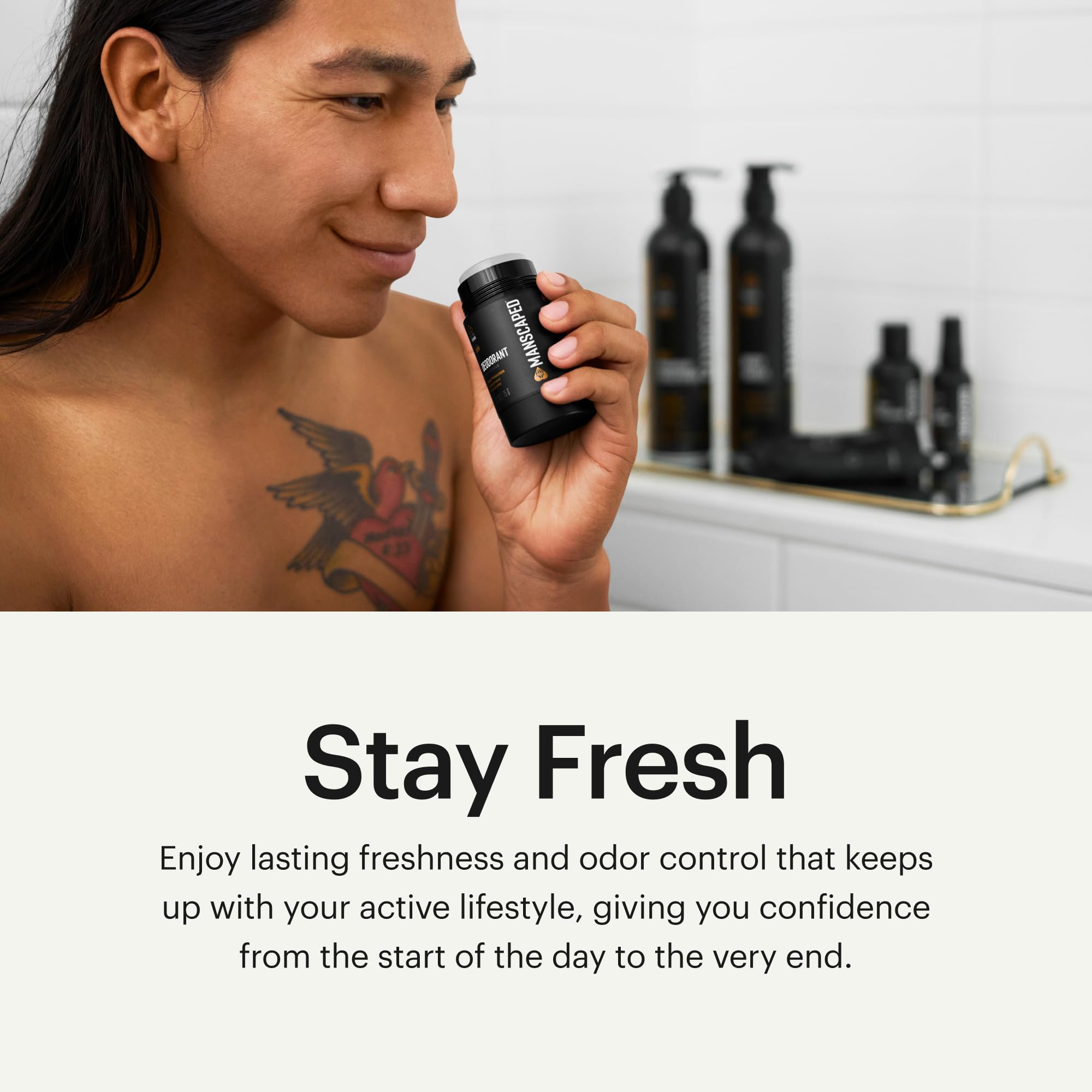 MANSCAPED UltraPremium in gym bag image signals on-the-go freshness.