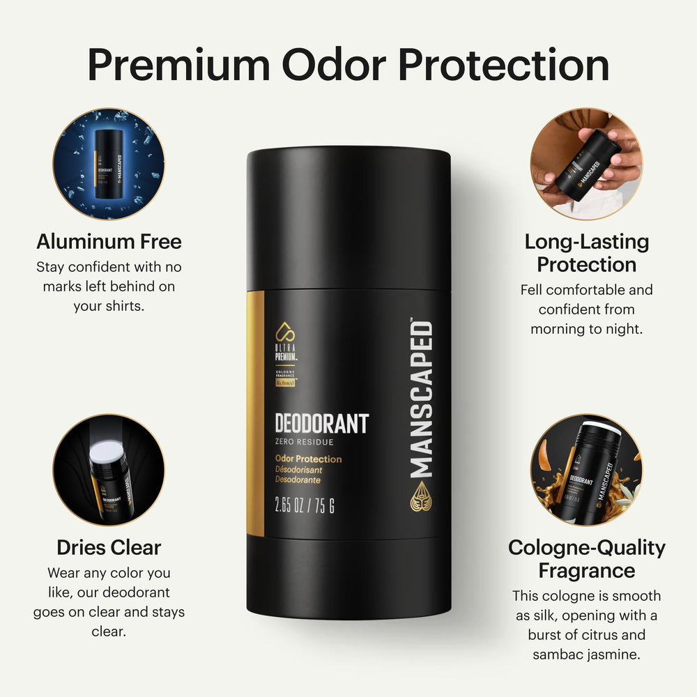 MANSCAPED UltraPremium stick close-up showing smooth, quick-drying application.