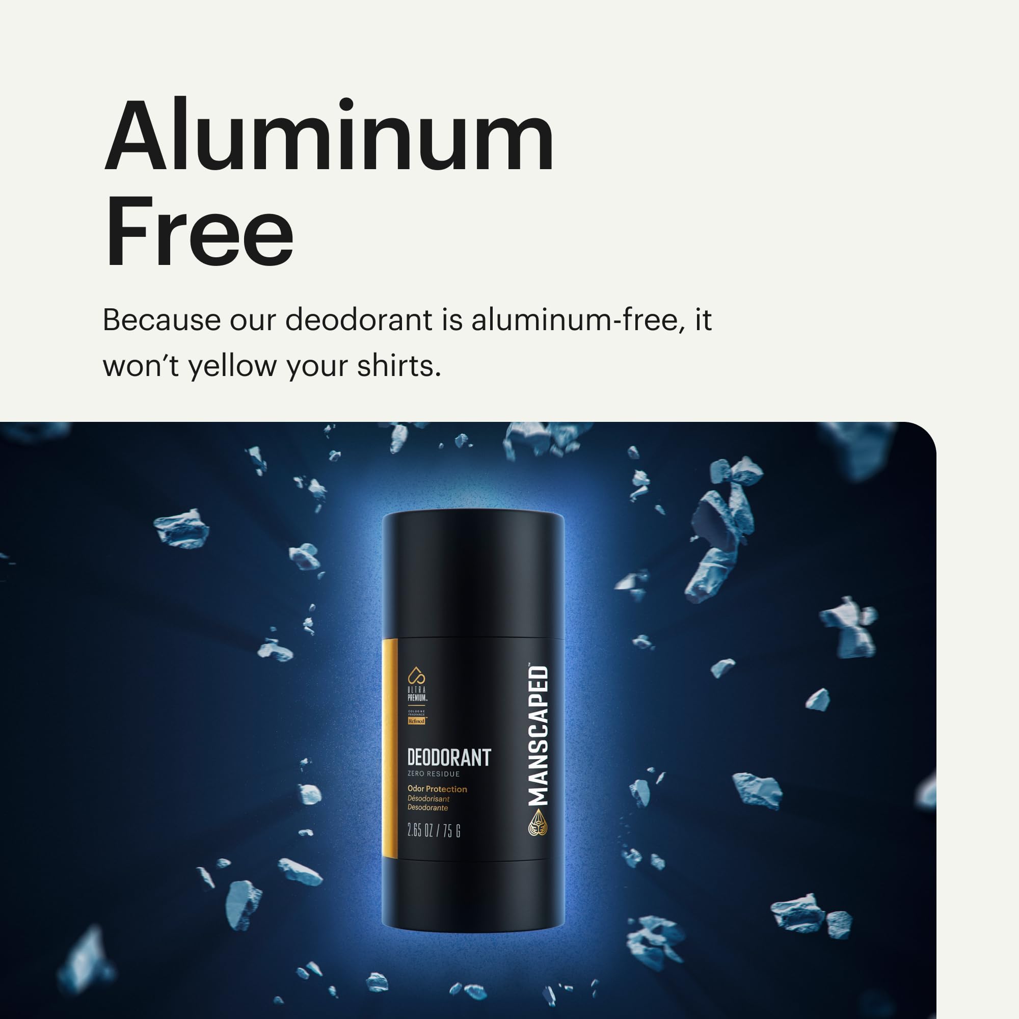 MANSCAPED UltraPremium vegan, paraben-free formula emphasized on packaging.