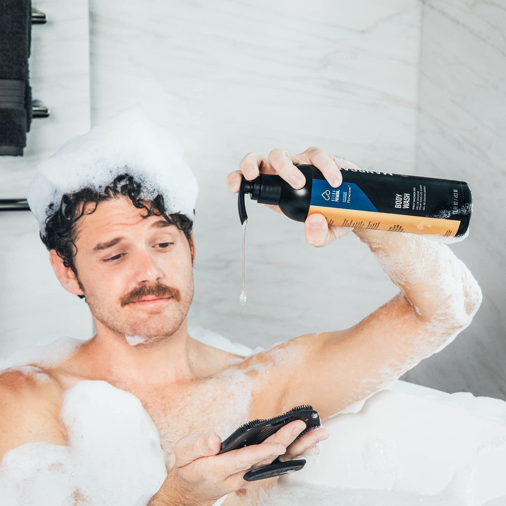 MANSCAPED Persevere foam-lather scene highlights deep-clean and oil balance.