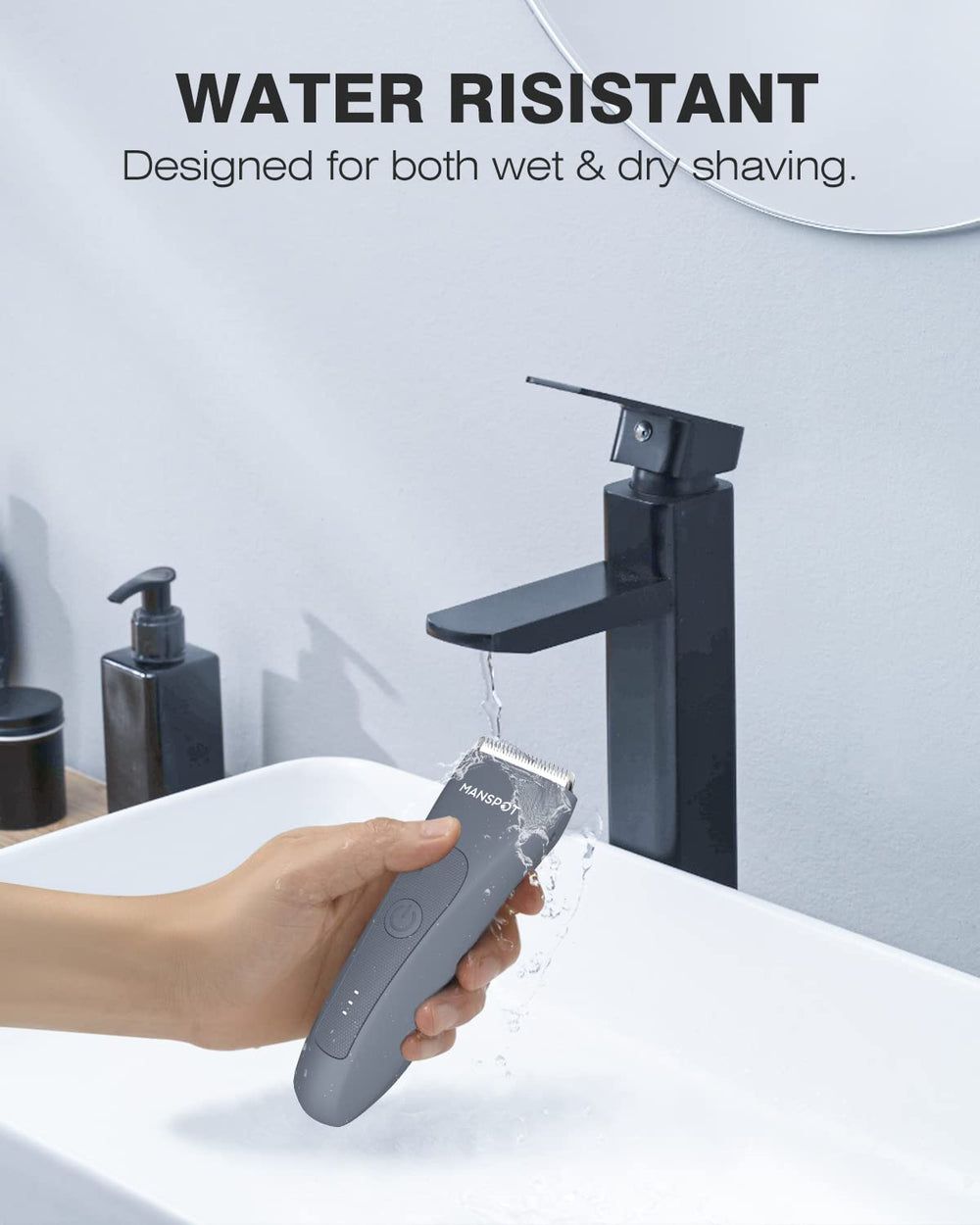 MANSPOT ergonomic non-slip handle ensures control even in wet conditions