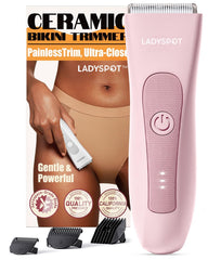 MANSPOT LADYSPOT trimmer front view in pink shows compact design and skin-protective features.