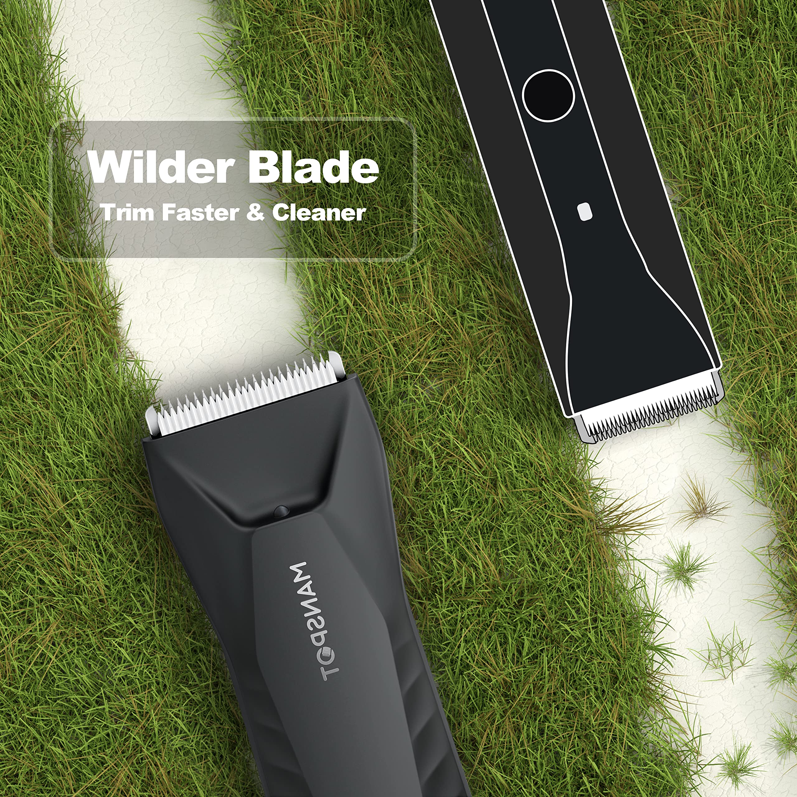 MANSPOT Adjustable guards let you tailor length for different body areas.