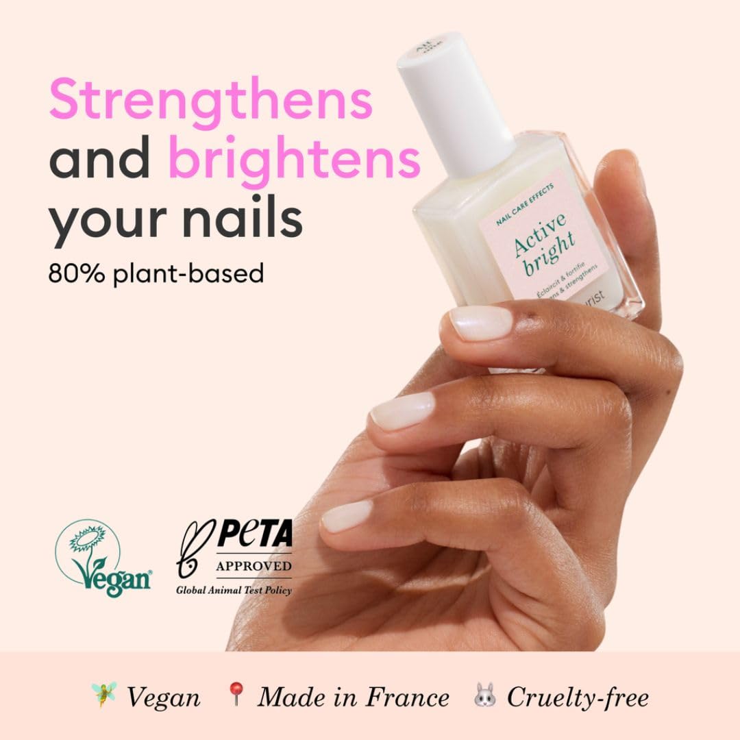 Manucurist Active Bright swatch on nails reveals natural nude tint and glow