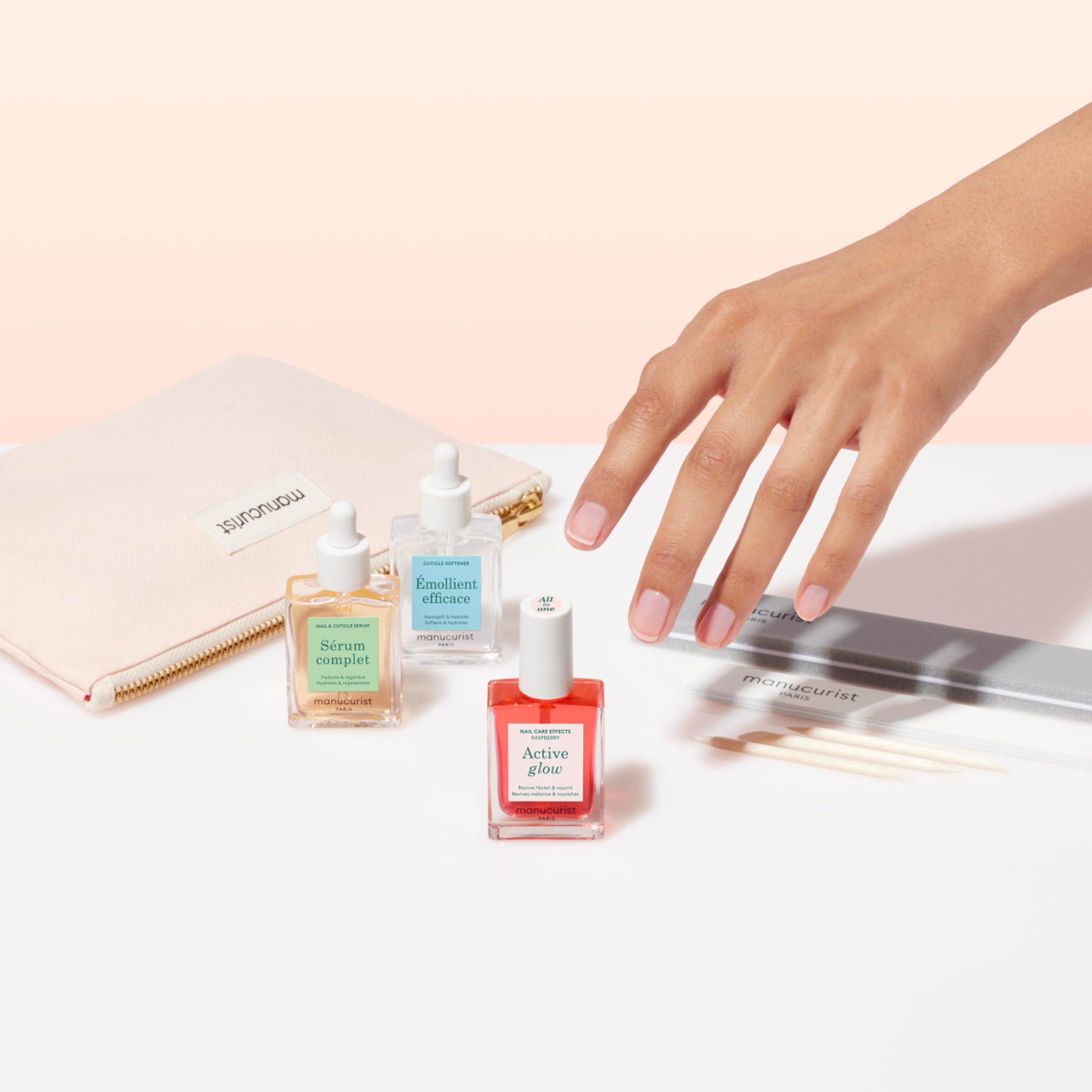 Manucurist Active Discovery Kit nail buffer for smooth surface and adhesion.