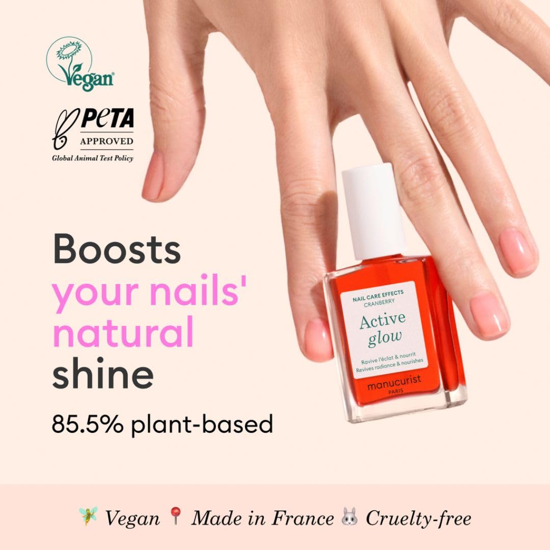 Manucurist Active Glow Cranberry bottle-pour highlights quick-dry shine