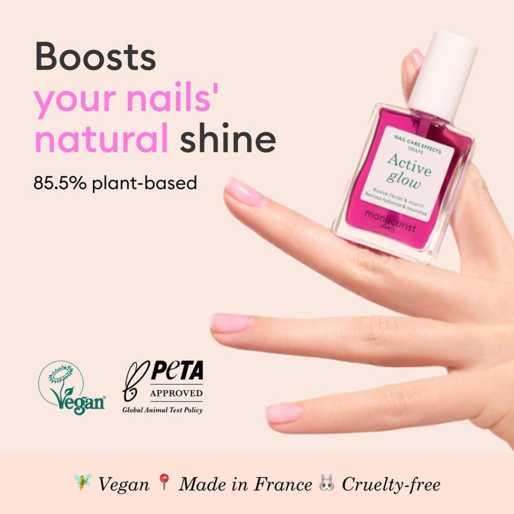 Manucurist Active Glow Grape application on nails delivering quick-dry, hydrating wear