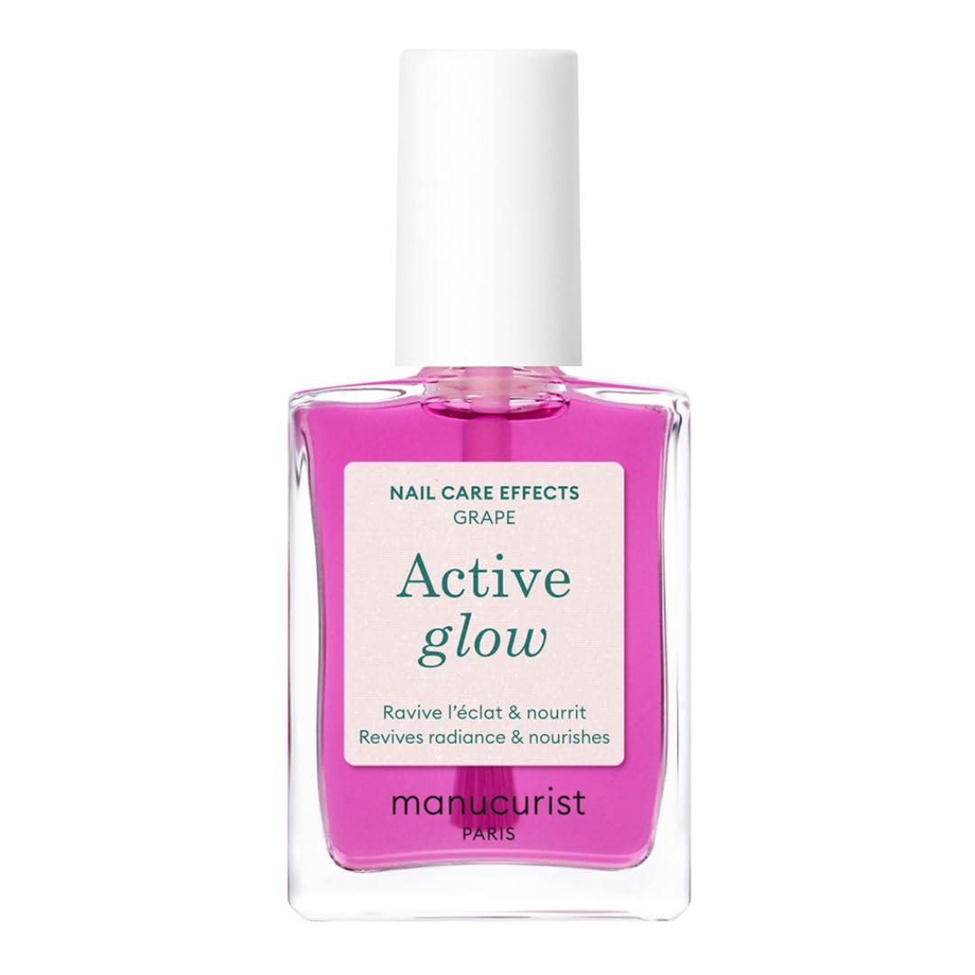 Manucurist Active Glow Grape bottle close-up showing lilac glow and one-step nail care