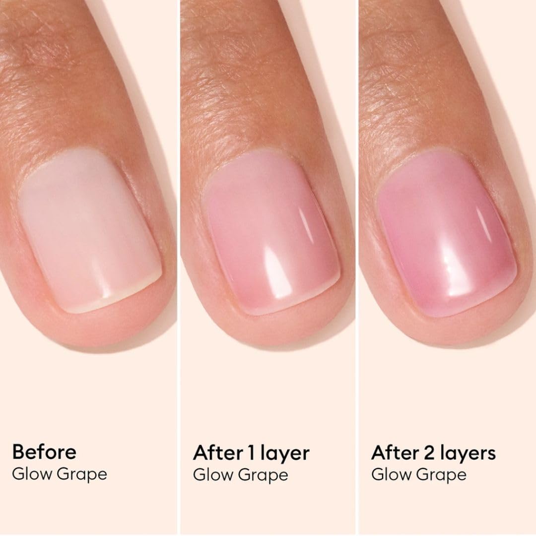 Manucurist Active Glow Grape nails with two coats for enhanced glow