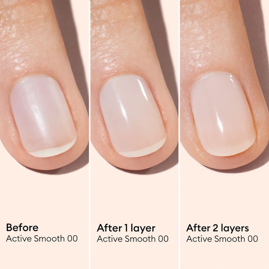 Manucurist Active Smooth two coats enhance ridge-filler effect.