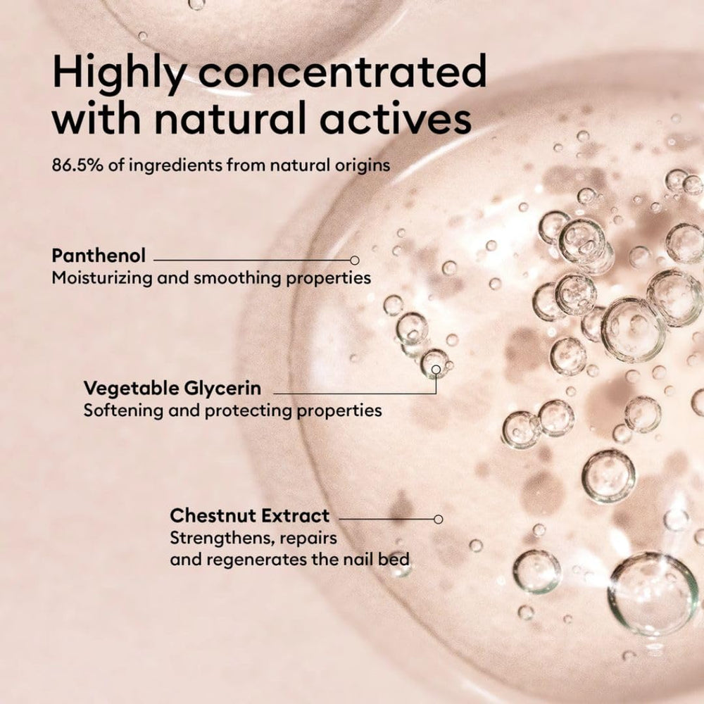 Manucurist Complete Serum sheer gel texture shown in eco-friendly packaging.