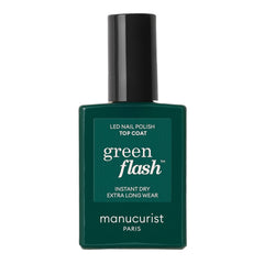 Manucurist Green Flash Top Coat bottle front showing vegan formula and shine
