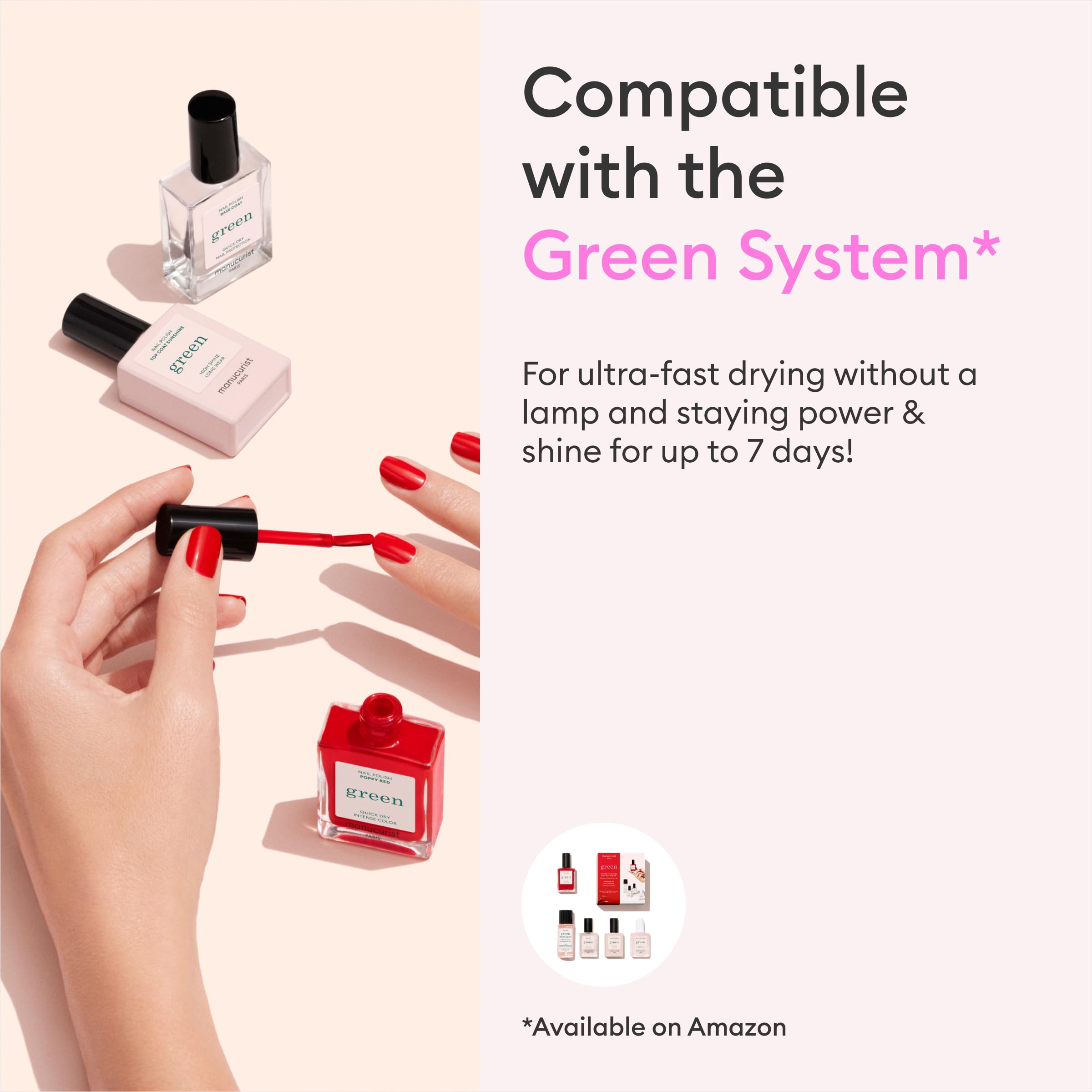 Manucurist Hortencia worn on nails in daylight shows subtle glow and glossy shine