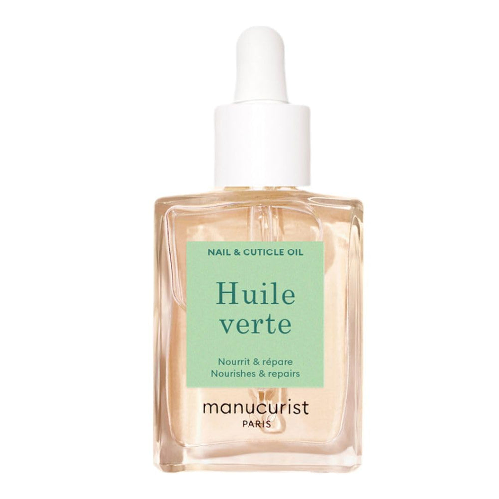 Manucurist Green Oil bottle close-up for cuticle care.