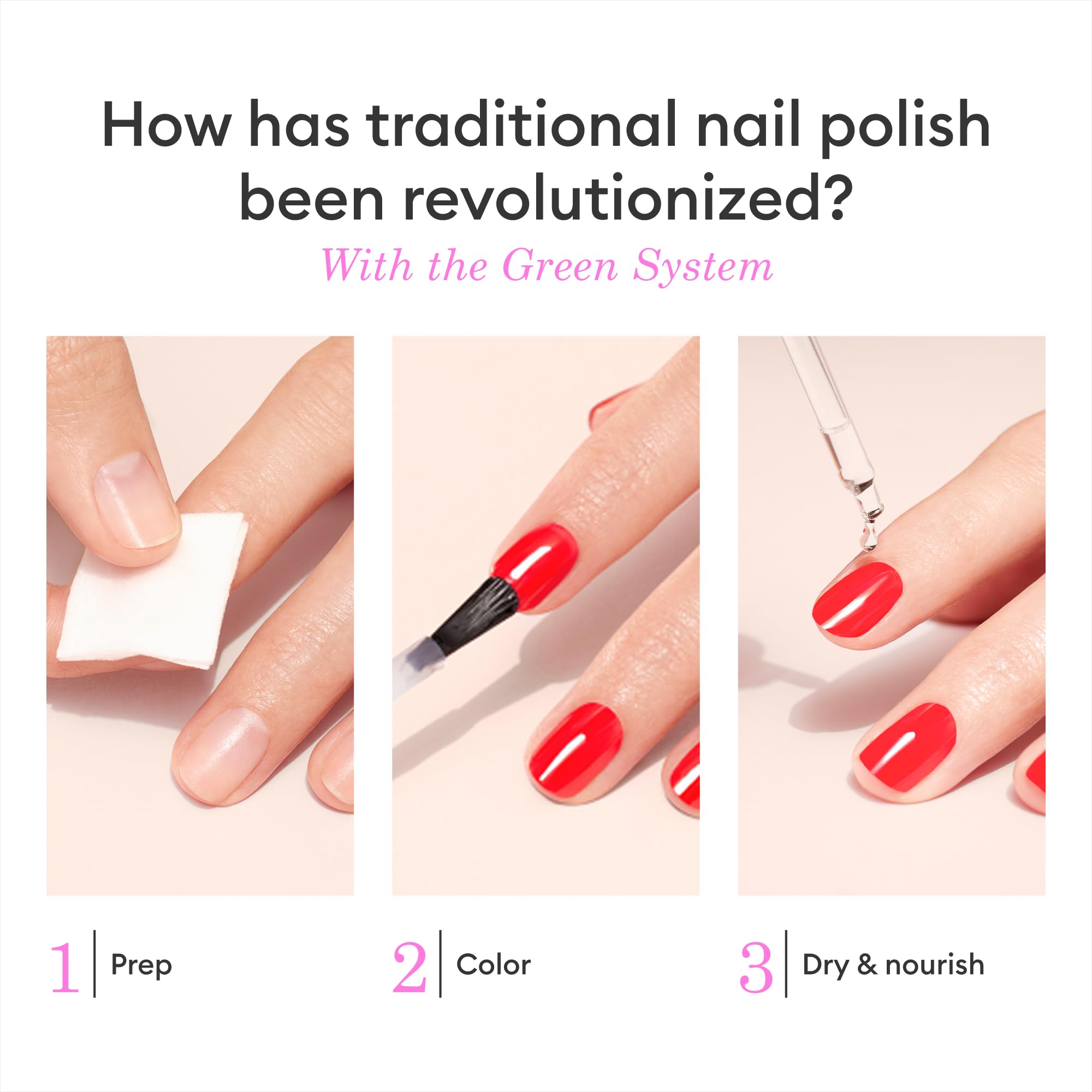 Manucurist Green Prune polish brush application for vibrant color and quick-dry results.