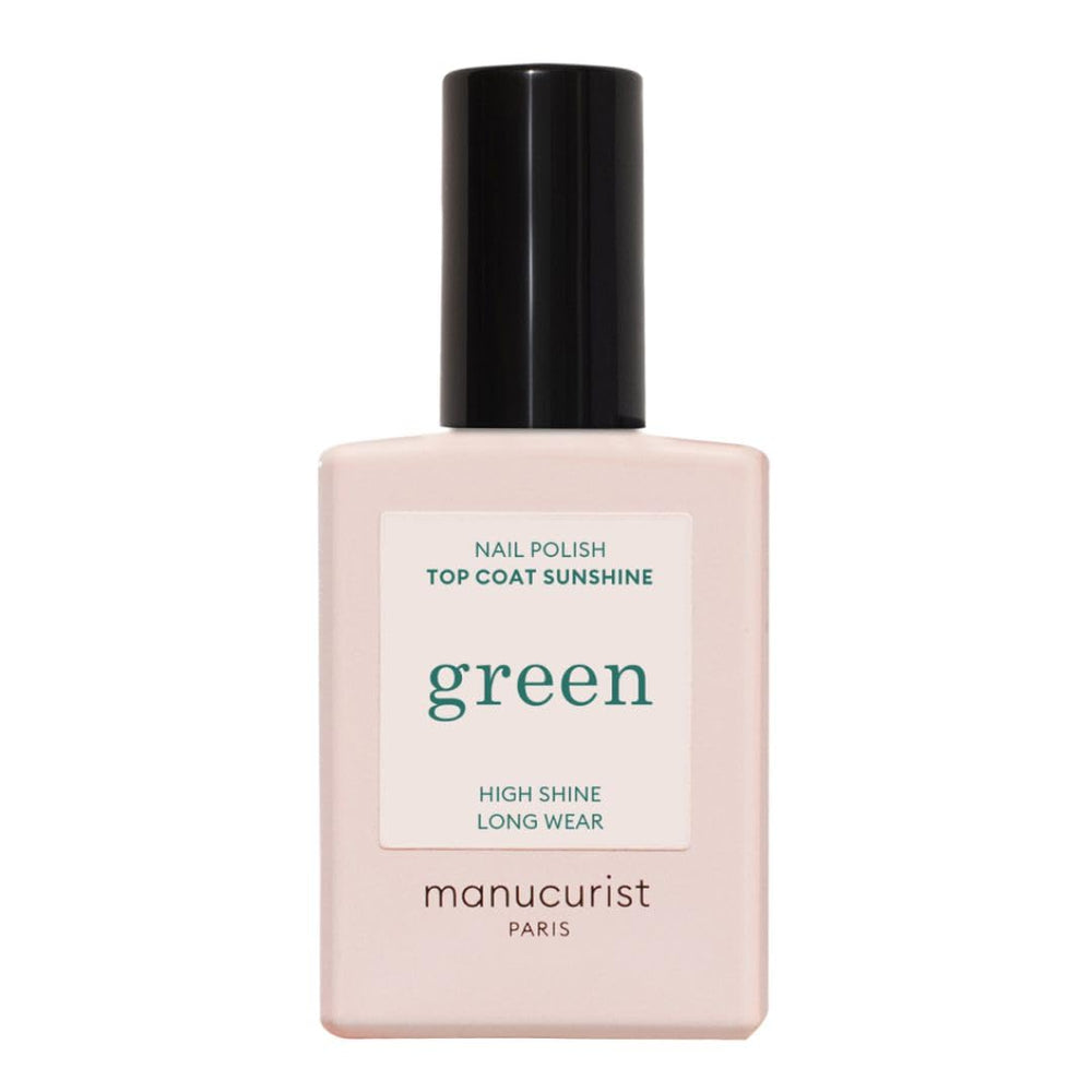 Manucurist Green Sunshine Top Coat bottle close-up showing glossy gel-like shine