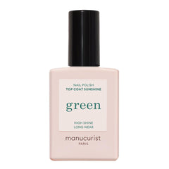 Manucurist Green Sunshine Top Coat bottle close-up showing glossy gel-like shine