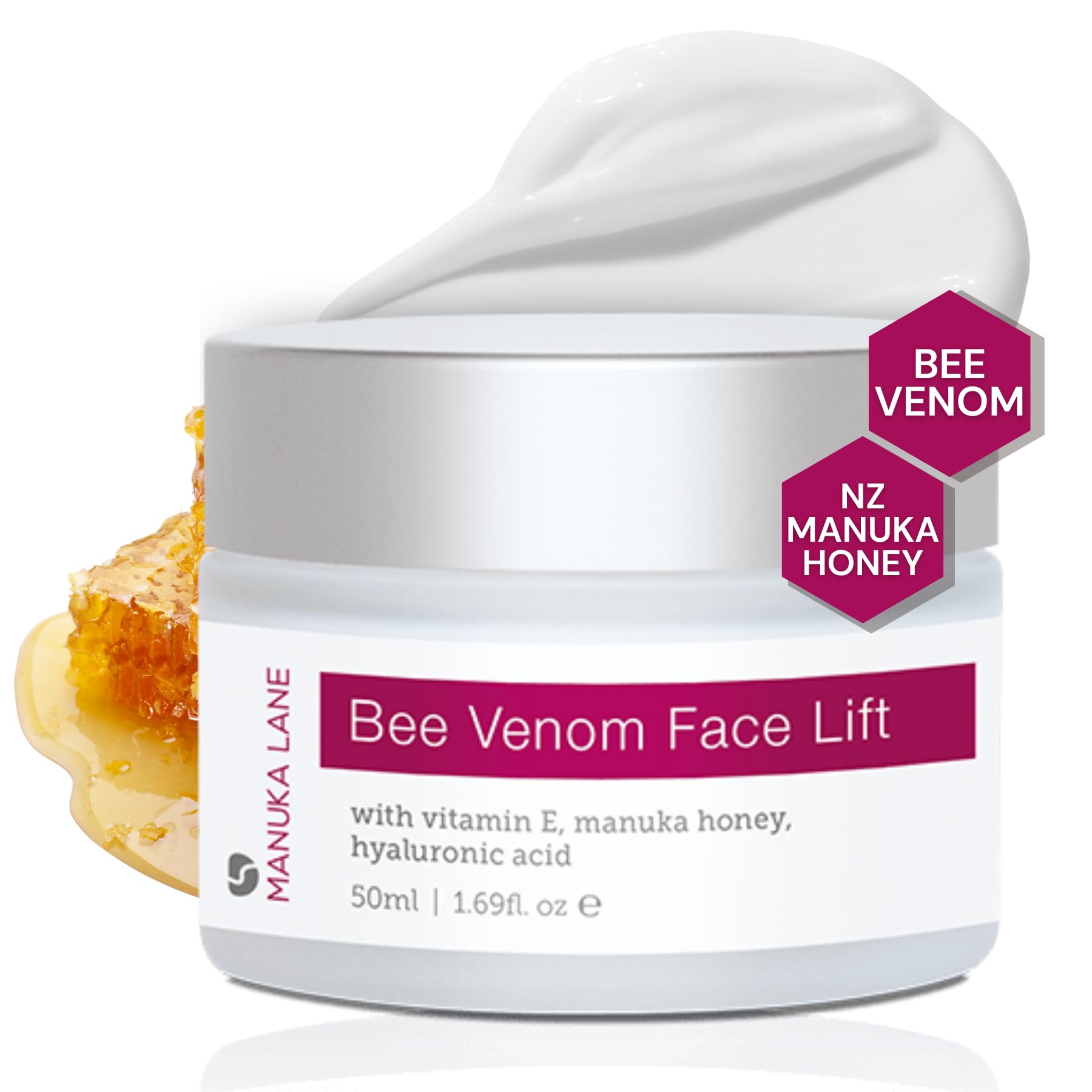 Manuka Lane Bee Venom Cream tube close-up showing premium texture for skin nourishment