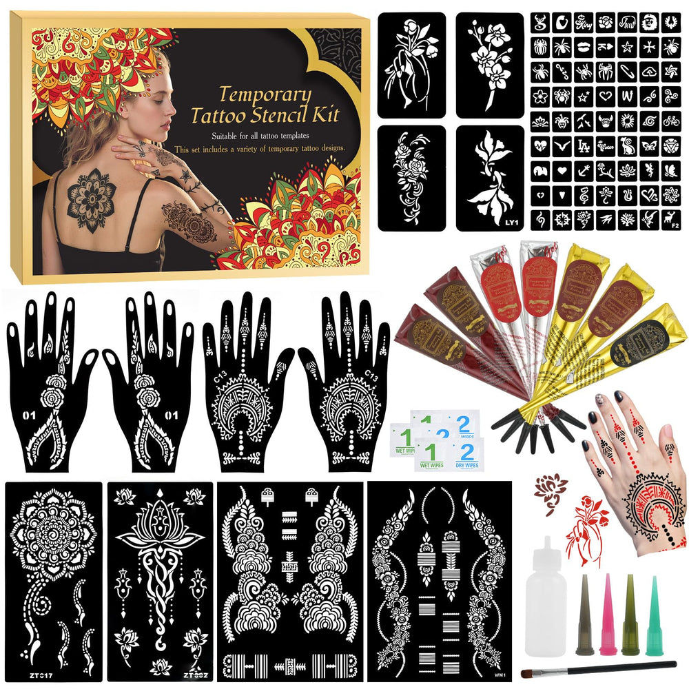 ManYan HaiYan 7PCS Tattoo Kit unboxed, starter-friendly kit for creative body art ideas.