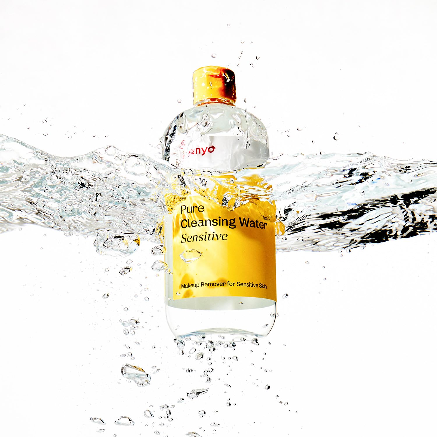 Manyo Pure Cleansing Water applied on the face for soothing cleansing.