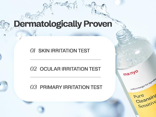 Manyo Pure Cleansing Water ingredients close-up highlighting vegan formula.