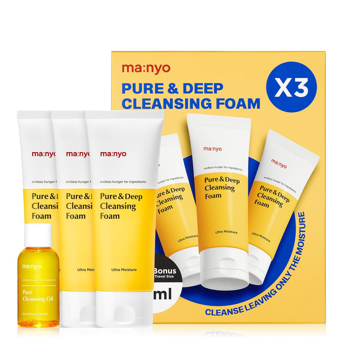 ma:nyo Pure & Deep Cleansing Foam dense bubbles offer gentle pore cleansing