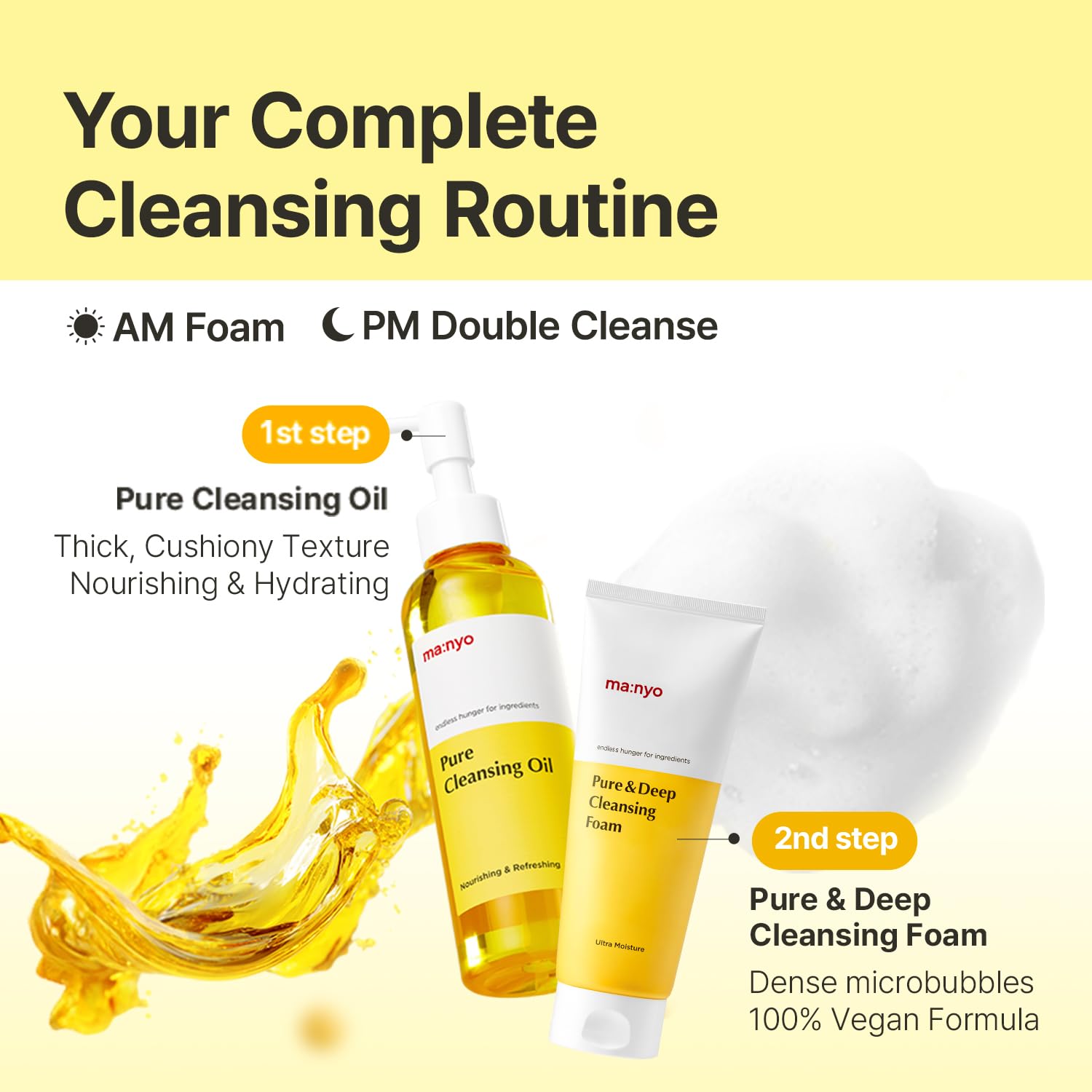 MANYO Pure & Deep Cleansing Foam after rinse leaves skin refreshed with no residue.