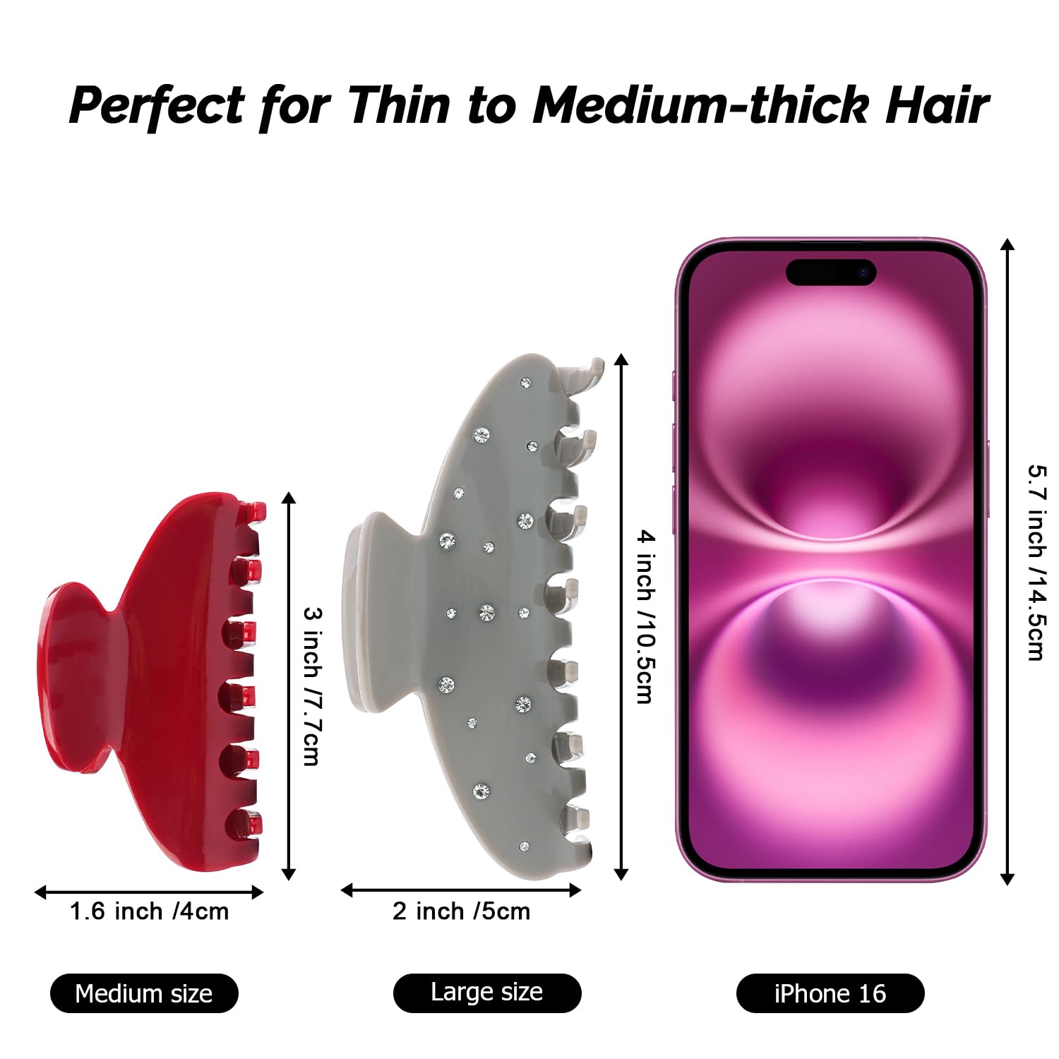 MAORULU 3 inch cherry red acetate clip highlights vibrant color and strong grip