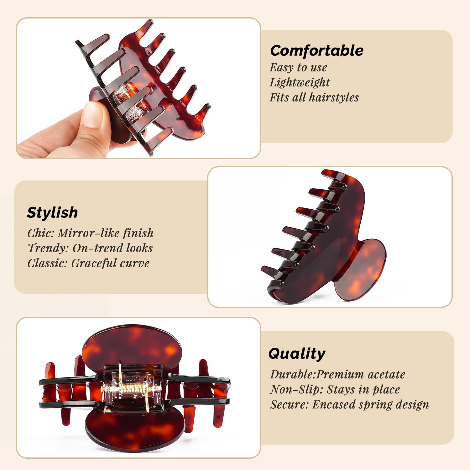 MAORULU durable acetate clip ideal for fine to medium hair