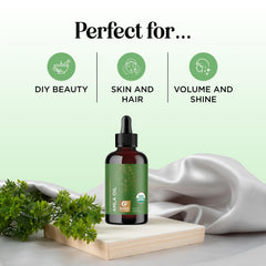 Maple Holistics Amla Oil amber bottle closeup showing pure organic formula for hair