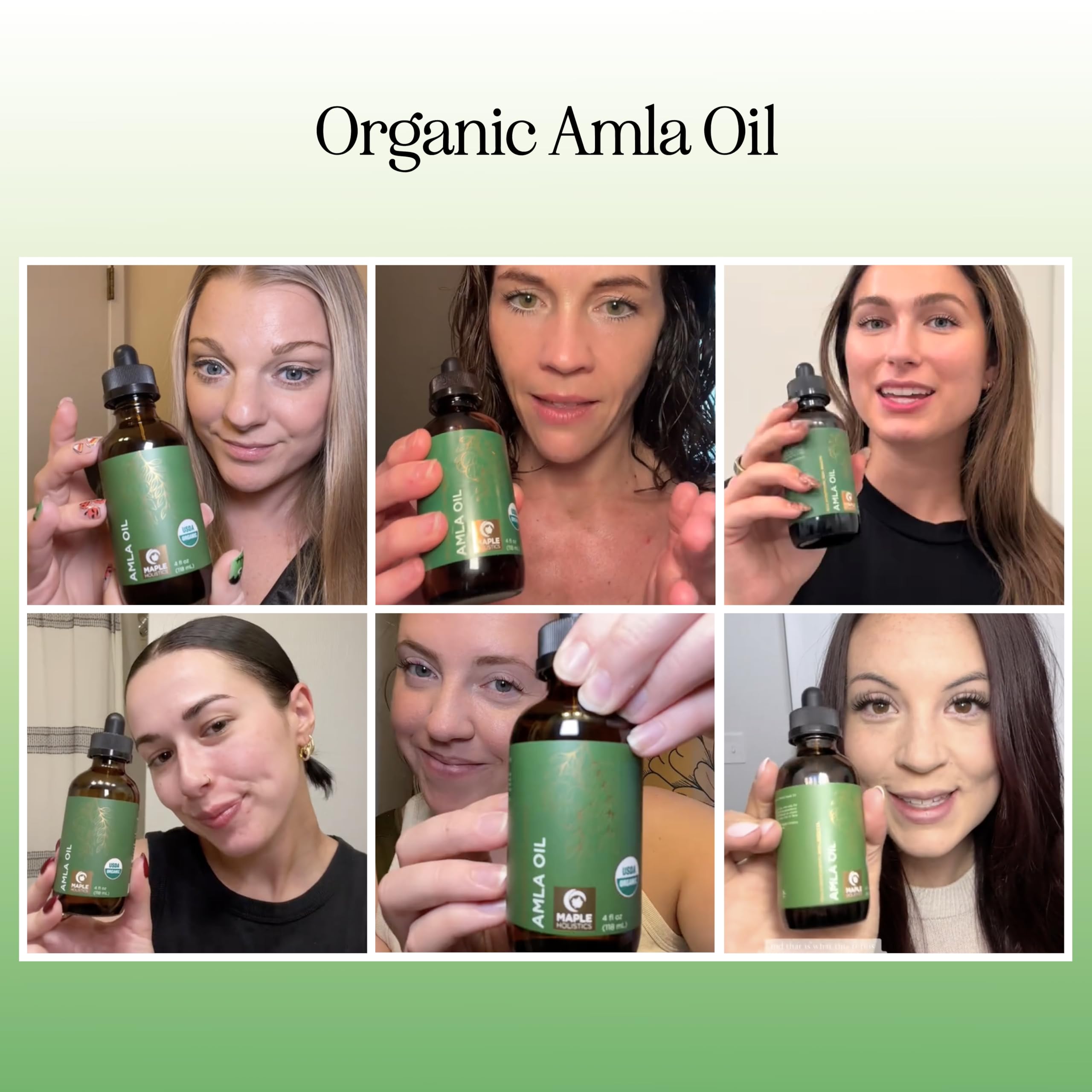 Maple Holistics Amla Oil dropper application demonstrates easy scalp hydration
