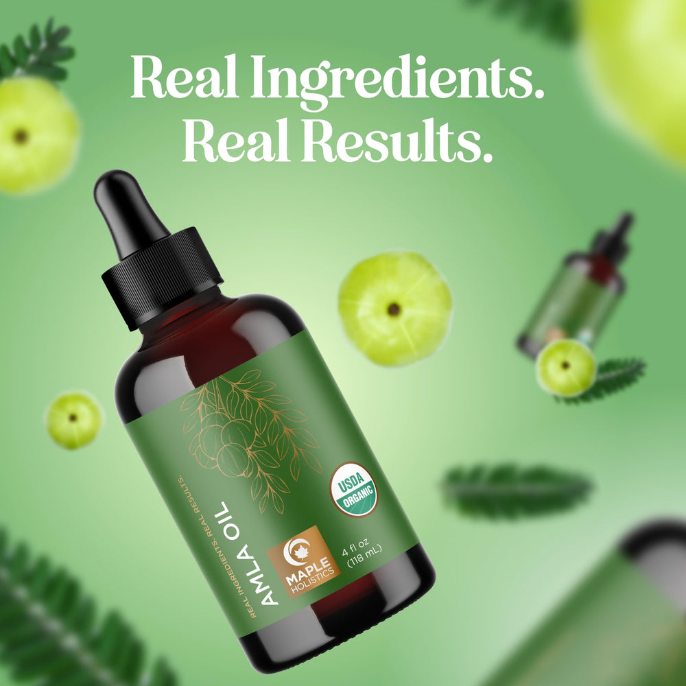 Maple Holistics Amla Oil packaging outer box communicates organic heritage