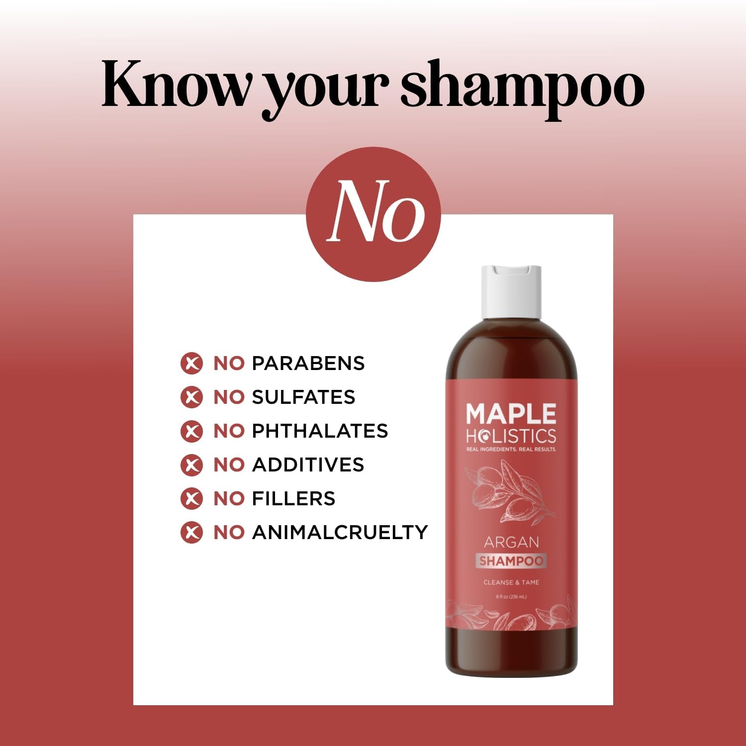 Maple Holistics Argan Oil Shampoo application hair shows smooth, easy detangling