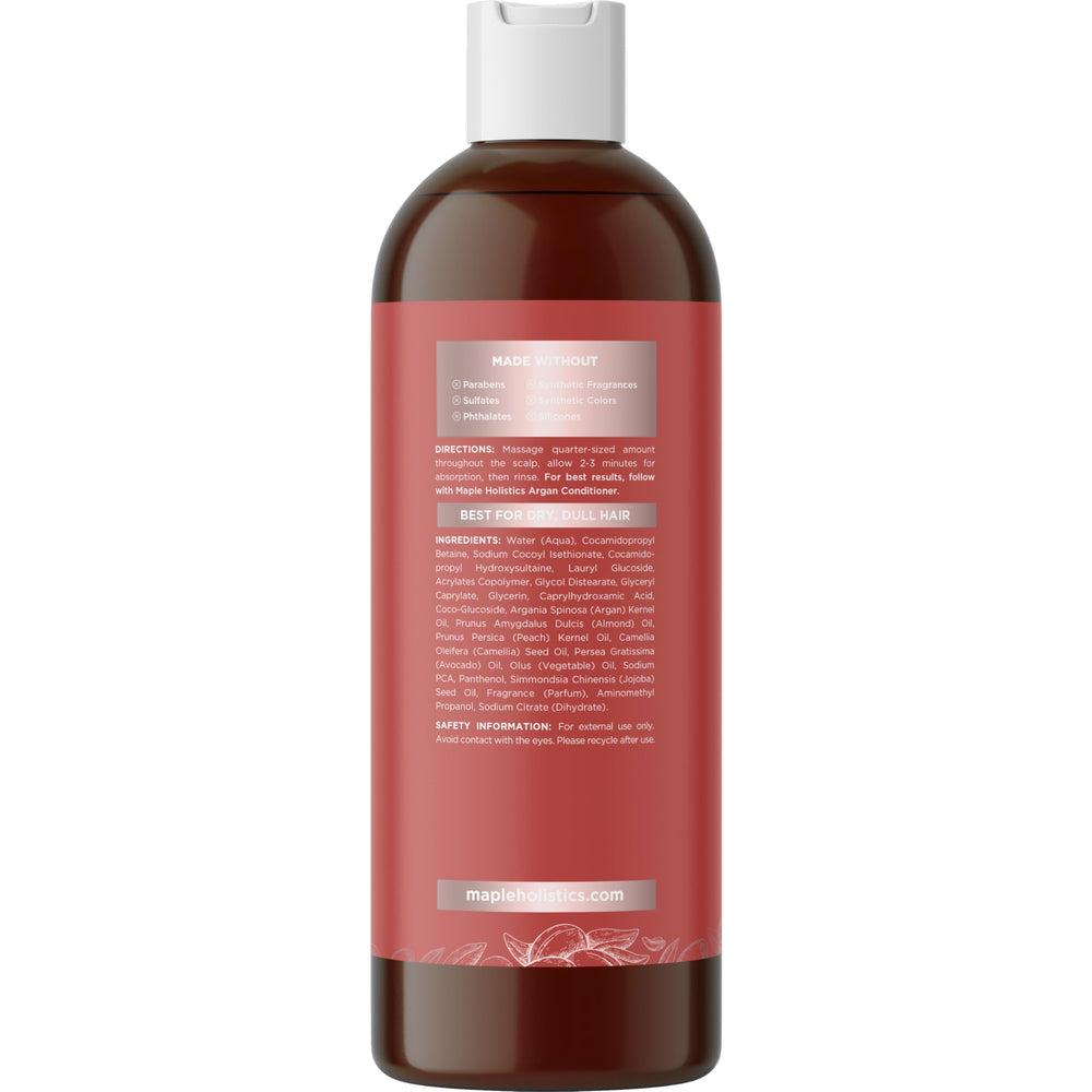 Maple Holistics Argan Oil Shampoo texture-lather demonstrates creamy foam that cleanses without drying