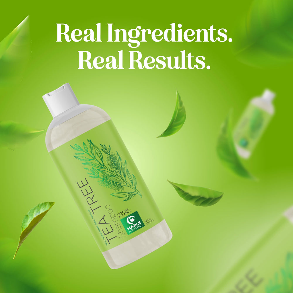 Maple Holistics before-after hair appearance highlighting clarified strands.