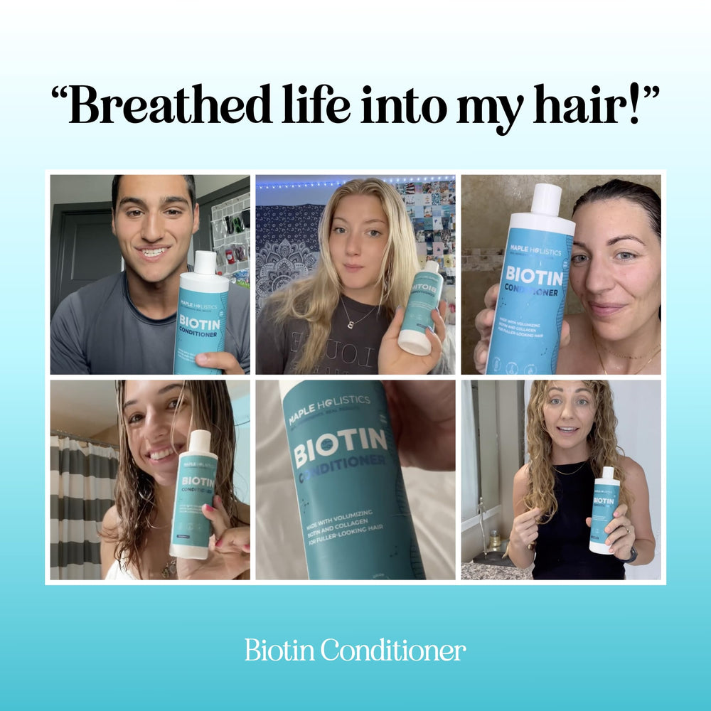 Maple Holistics Biotin Conditioner with argan oil highlights nourishing shine
