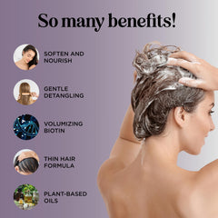 Maple Holistics Biotin Conditioner bottle communicates volumizing care for fine hair.