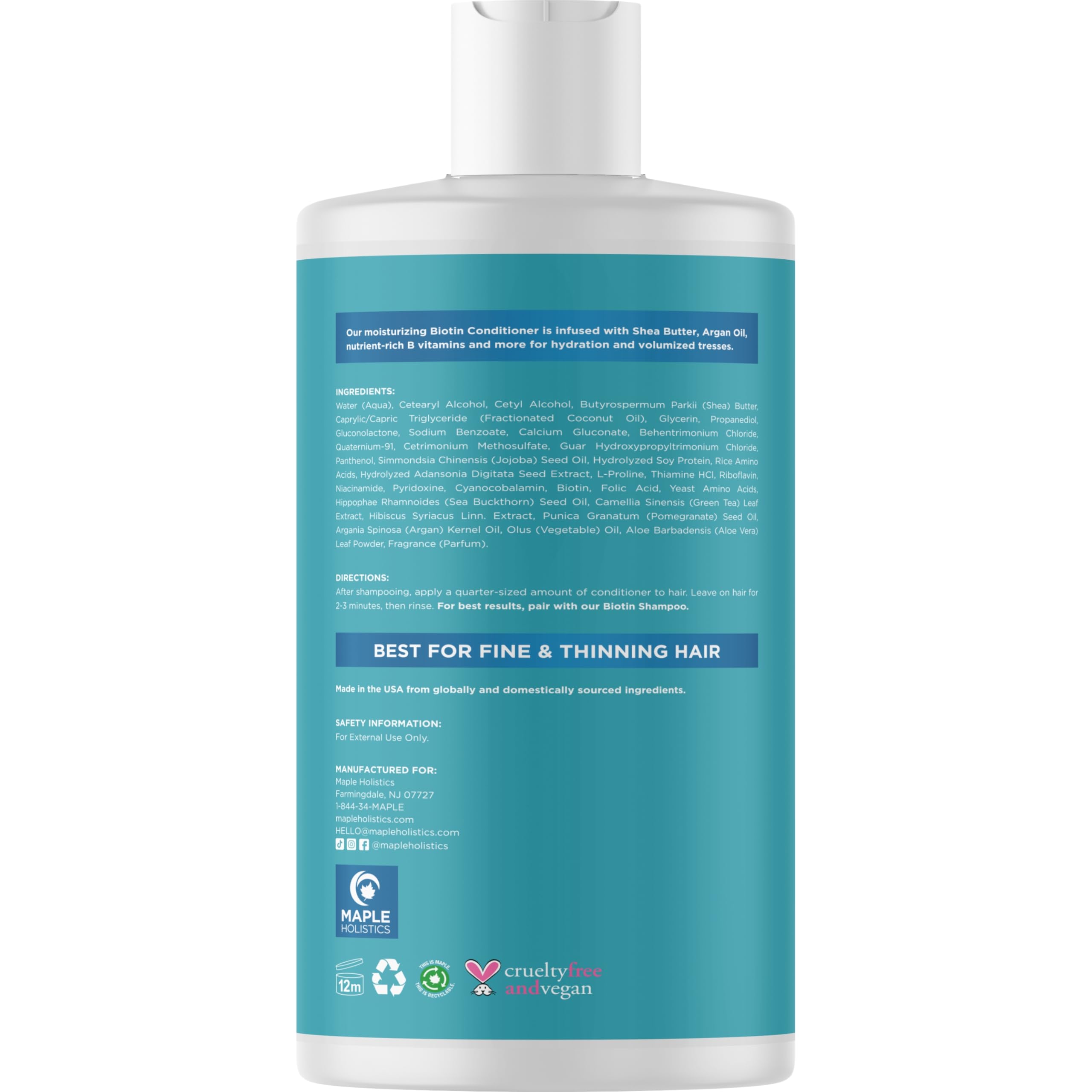 Maple Holistics Biotin Conditioner vitamins visual suggests fortifying nutrients
