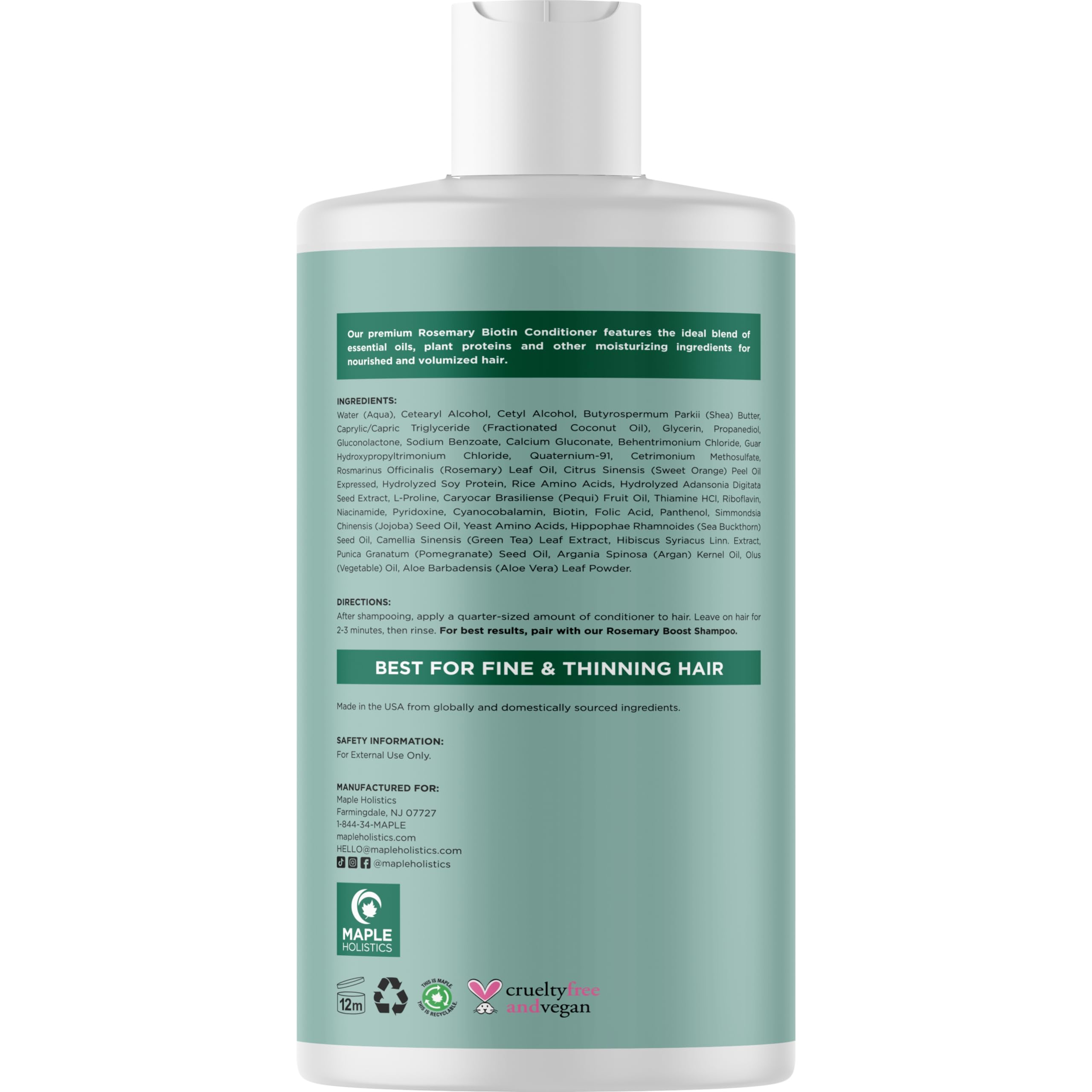 Maple Holistics Biotin Rosemary Conditioner texture closeup, creamy and moisturizing.