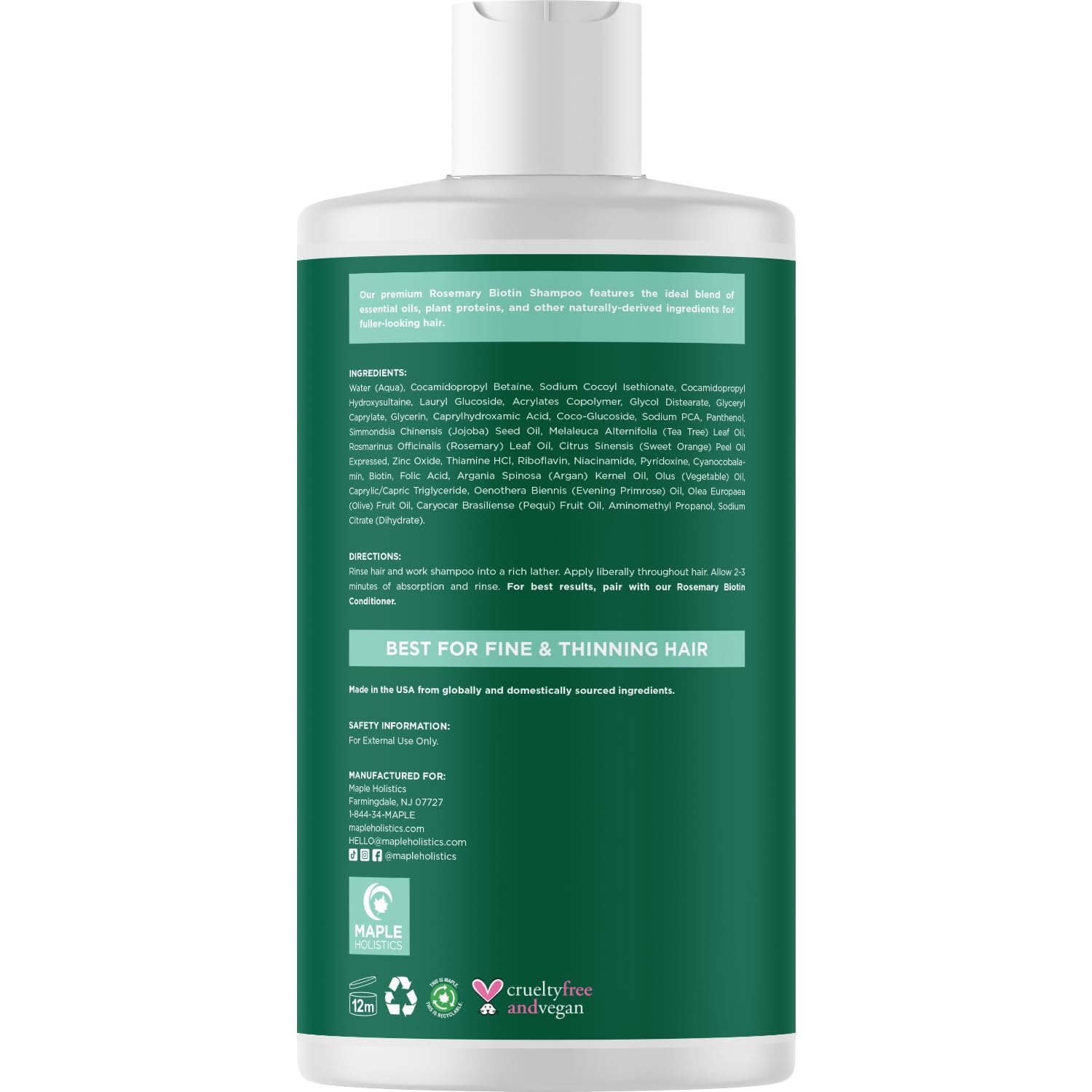 Maple Holistics biotin-rosemary shampoo foam closeup reveals rich lather.