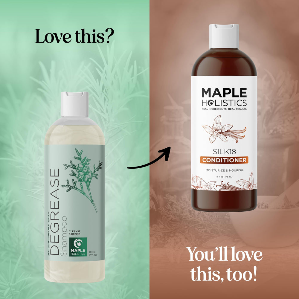 Maple Holistics sulfate-free label on bottle emphasizes gentle daily cleansing