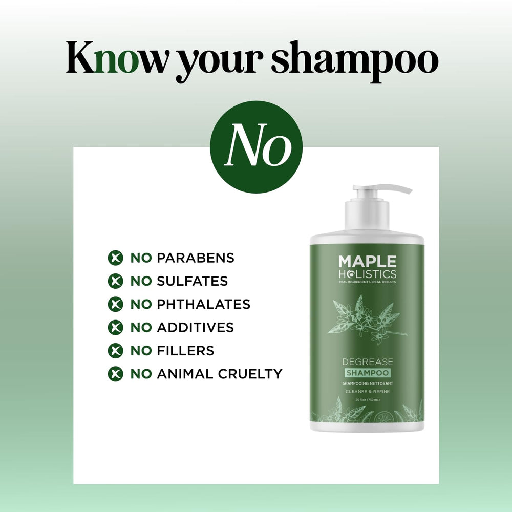 Maple Holistics clarifying shampoo vegan and paraben-free labeling