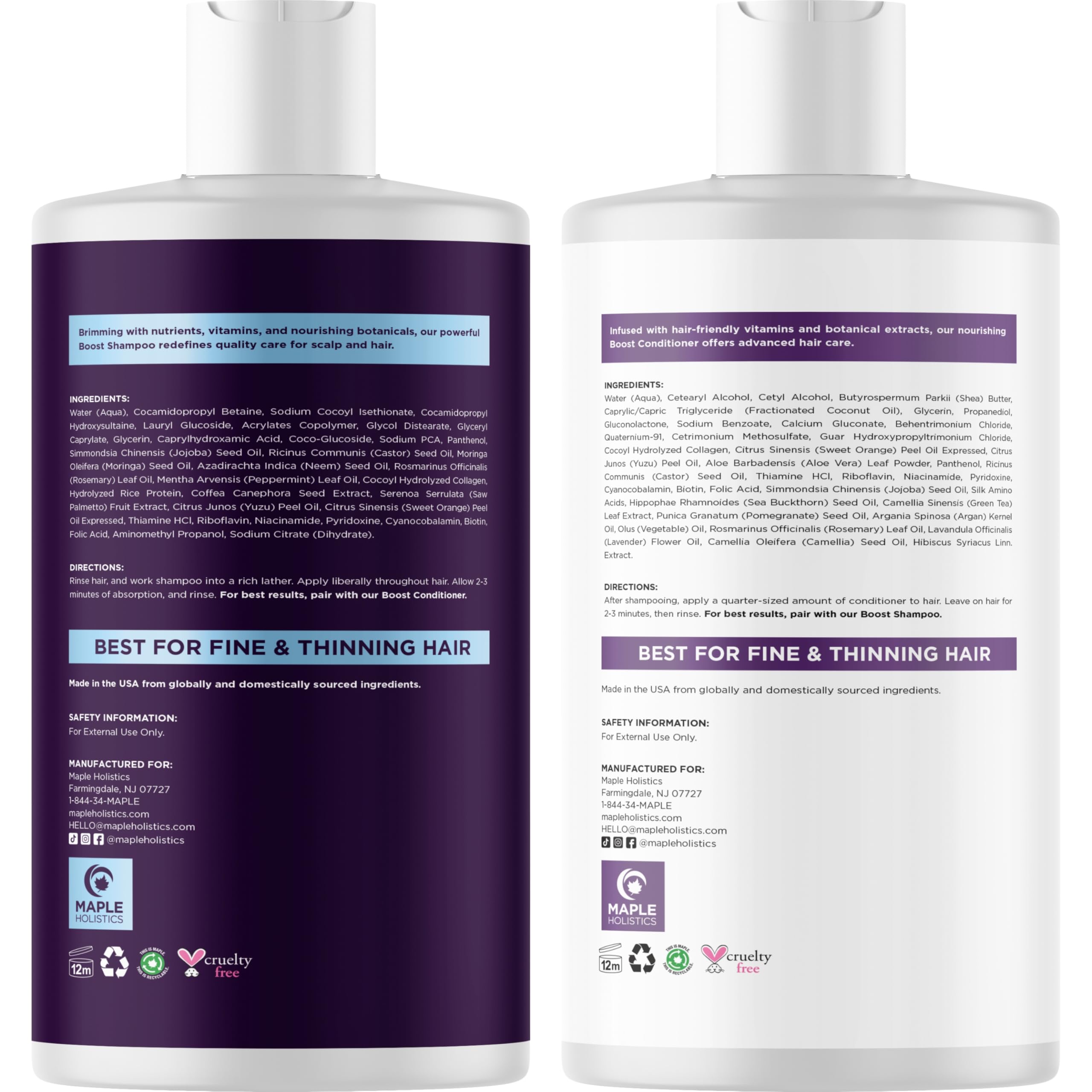 Maple Holistics Conditioner texture close-up shows creamy formula for smoother ends.