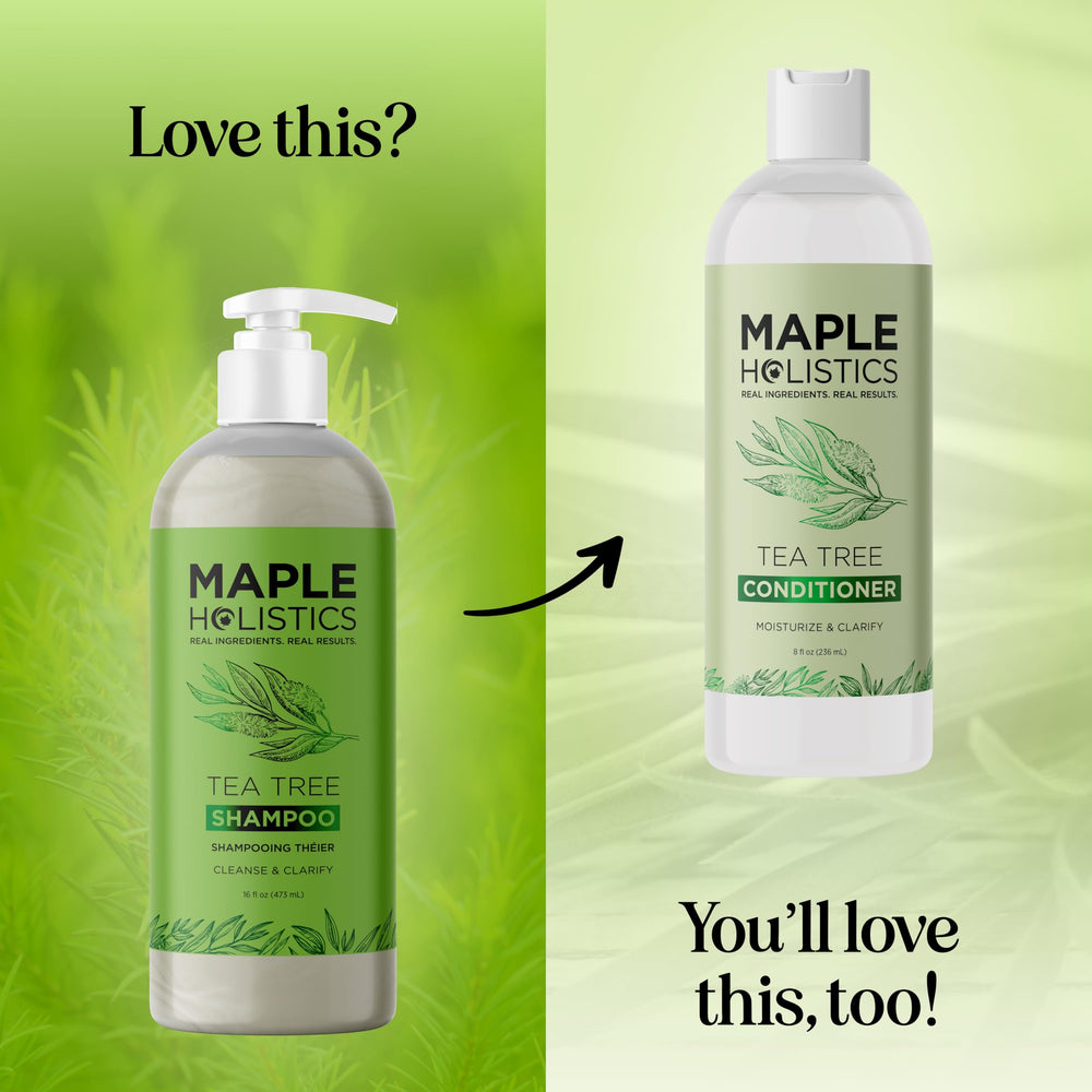 Maple Holistics dandruff scene shows scalp cleansing without harsh additives.