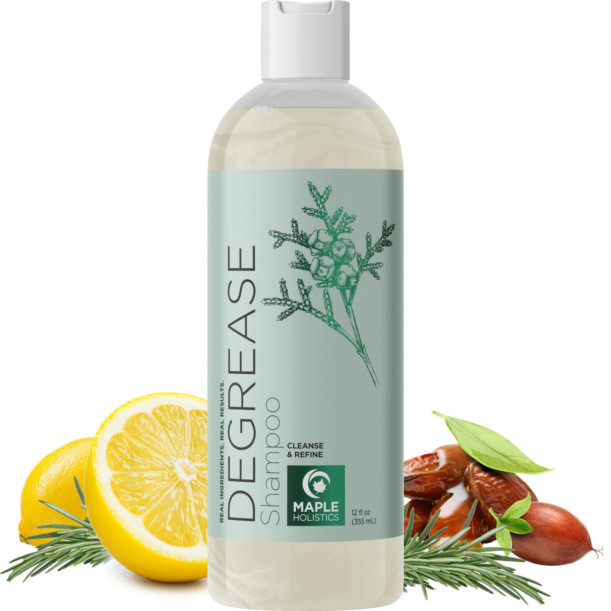 Maple Holistics Degrease Shampoo bottle showing deep cleansing for oily hair and balanced scalp