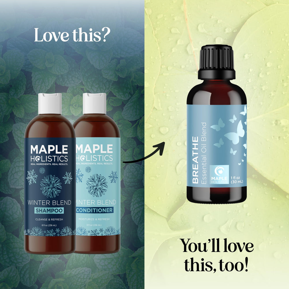 Maple Holistics detailed label closeup—notes on sulfate-free, cruelty-free, and paraben-free formulations.