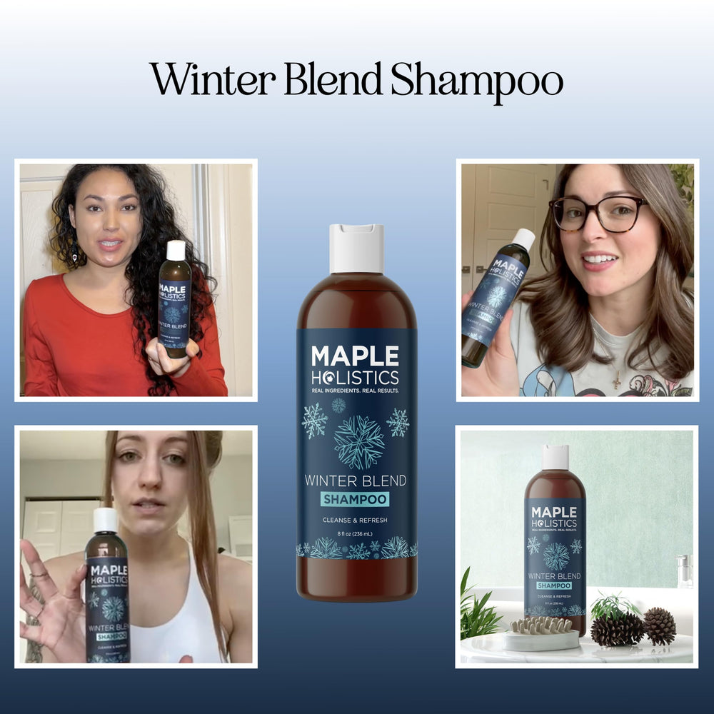 Maple Holistics hard-water shampoo pump delivers cooling mint scent for scalp refresh.