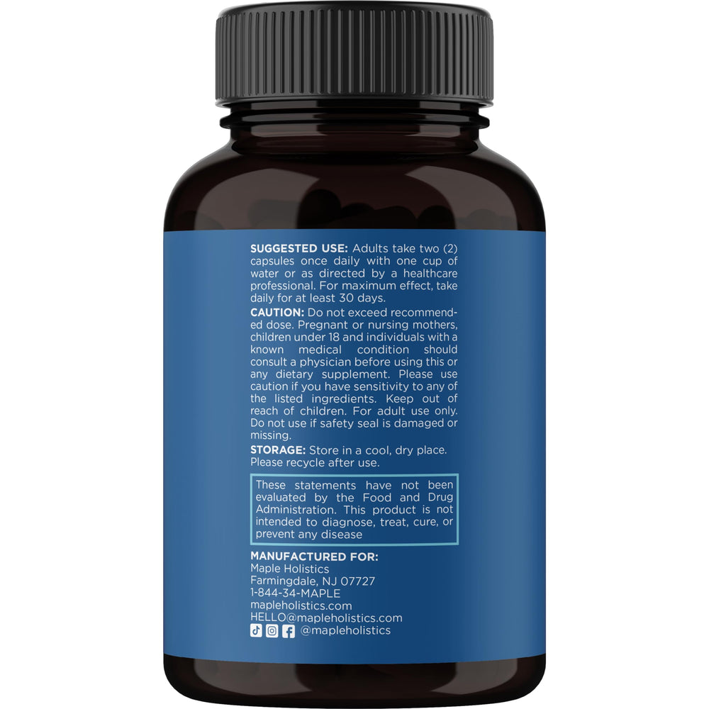 Maple Holistics horsetail extract capsules evoke mineral-rich hair strength.