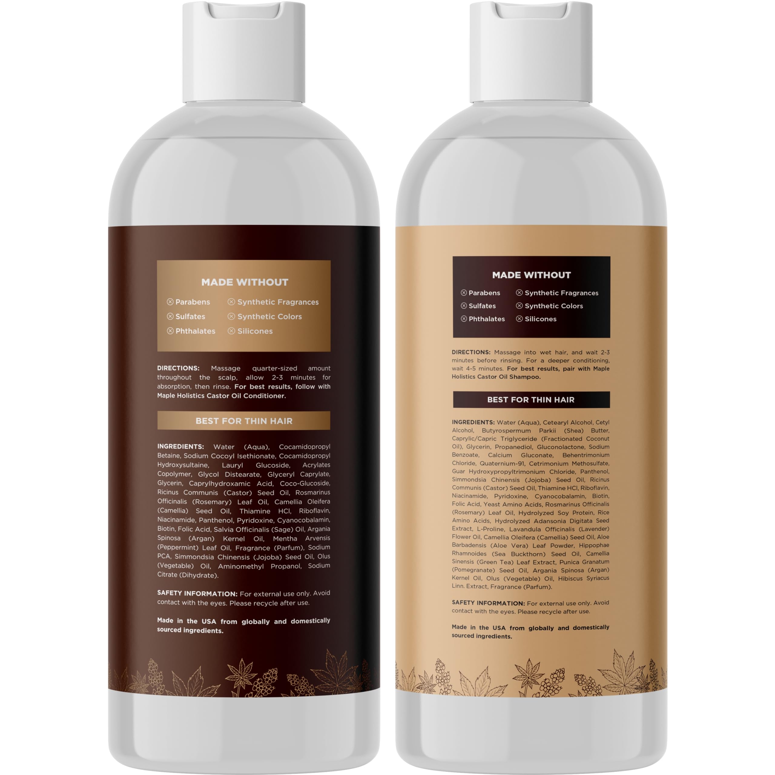 Maple Holistics Jamaican Black Castor Oil shampoo closeup highlights nourishing scalp benefits.