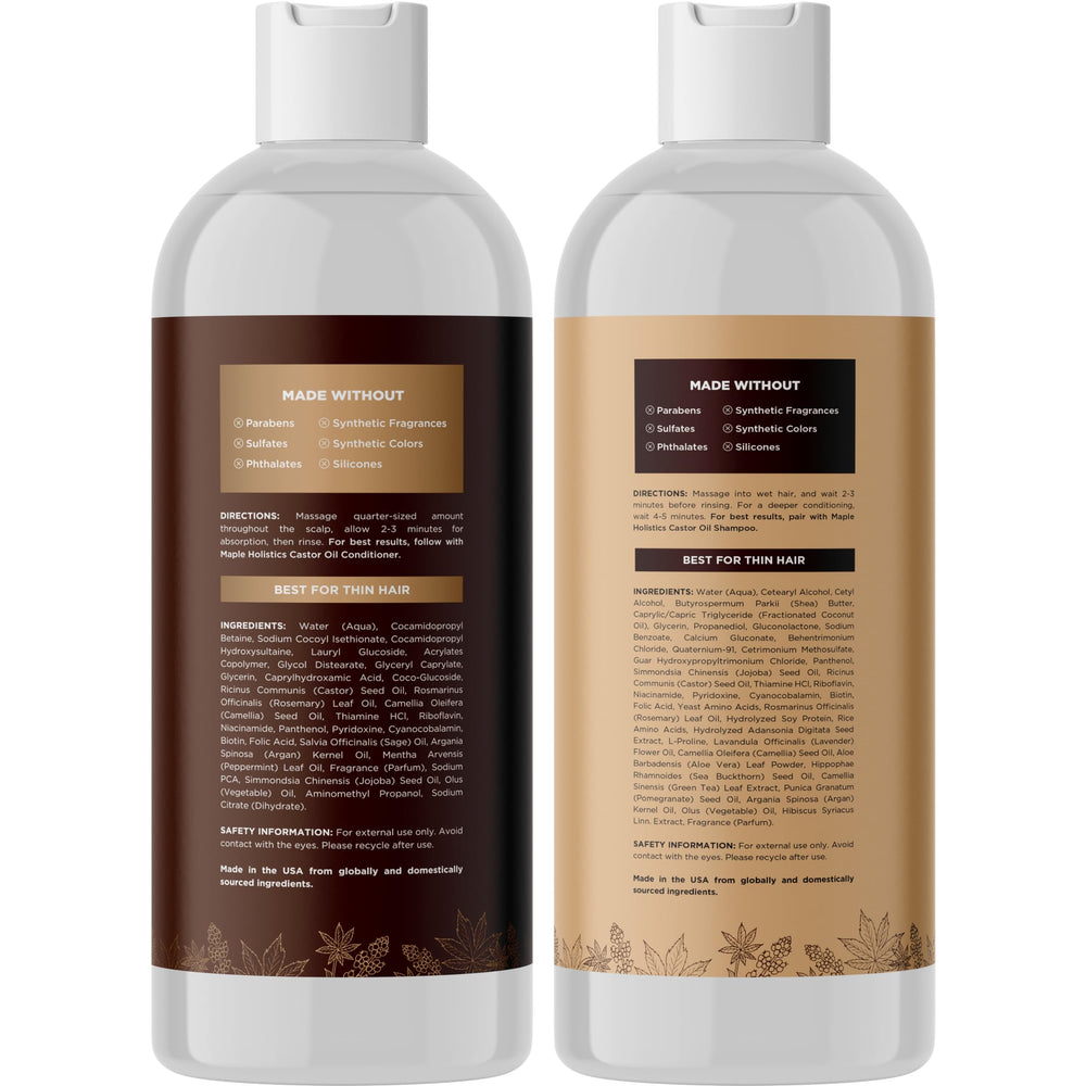 Maple Holistics Jamaican Black Castor Oil shampoo closeup highlights nourishing scalp benefits.
